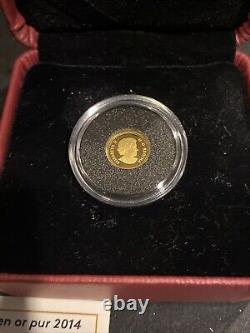 2014 Canada Eastern Chipmunk. 5 Gram 1/2 g. 9999 Fine Gold Proof Coin in OGP COA