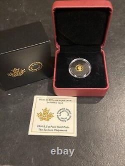 2014 Canada Eastern Chipmunk. 5 Gram 1/2 g. 9999 Fine Gold Proof Coin in OGP COA