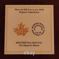 2014 Canadian $350 The Majestic Moose 35g 99999 Pure Gold Proof Coin