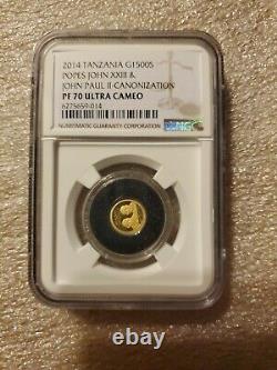 2014 Gold Tanzania, Pope JohnXXII, Ncg Pr 70, only 3 graded 70