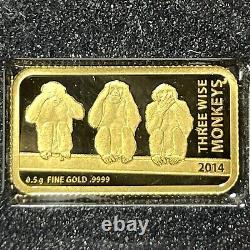 2014 Tanzania 1500 Shilling Three Wise Monkeys (20 Available)(1 Coin Only) Gold