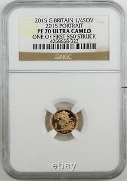 2015 1/4 SOV Gold Quarter Sovereign. NGC PF70 UCAM FINAL ELIZEBETH II PORTRAIT