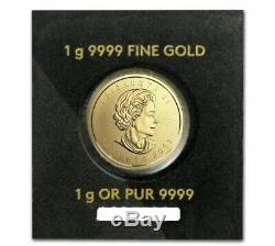 2015 25 X 1 Gram Royal Canadian Mint Maplegram. 9999 Gold Maple Leafs (In Assay)