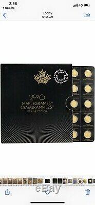 2015 25 X 1 Gram Royal Canadian Mint Maplegram. 9999 Gold Maple Leafs (In Assay)