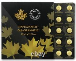 2015 25x 1 gram Gold Maple Leafs Maplegram25T (In Assay Sleeve)