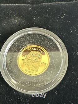 2015- 50 cent coin Snow Owl 1.27 Gram 99.99 % Pure Gold Coin with COA 1/25