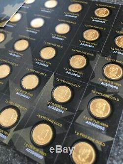 2015 Canada Maple 25 X 1 gram Gold Coins MapleGram25.9999 Purity 0.8038 Ounces