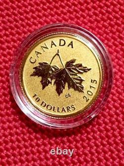 2015 Canada Pure Gold'Maple Leaves' $10 Coin Elizabeth II (1990). 2508 AGW