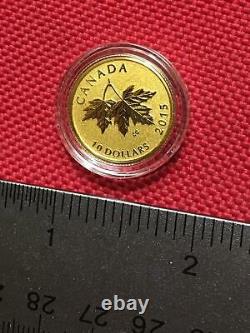 2015 Canada Pure Gold'Maple Leaves' $10 Coin Elizabeth II (1990). 2508 AGW