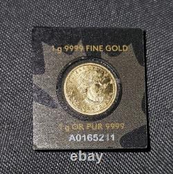 2015 Royal Mint Canadian Maple Leaf 1g Gold Coin! Encased And Serial Numbered