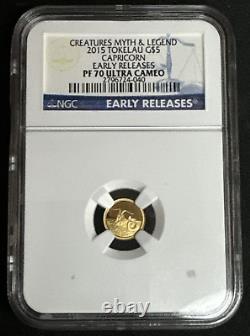 2015 Tokelau Proof $5 1/2 gram Gold Capricorn NGC PF70 Ultra Cameo