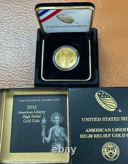 2015 W $100 American Liberty High Relief. 9999 Gold Coin with OGP Box & COA