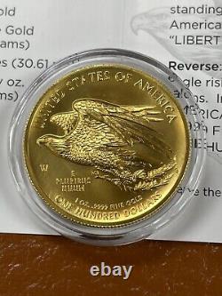 2015 W $100 American Liberty High Relief. 9999 Gold Coin with OGP Box & COA