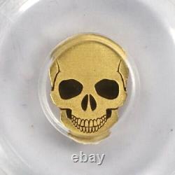 2016 $1 Palau Golden Skull 0.5g 11mm First Strike PCGS MS70 Gold Coin