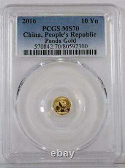 2016 10Yn 1 Gram. 999 China People's Republic Gold Panda PCGS MS70 /805922300