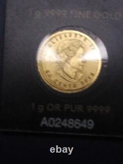 2016 1g Royal Canadian Mint. 9999 Pure Gold Maple Leaf 50 Cent Gem Free Shipping