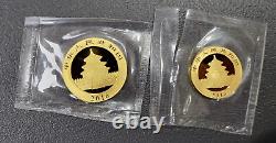 2016 200 & 100 Yuan China Gold Panda 2 Coin Lot 23 Grams. 999 Pure Gold