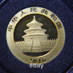 2016 50 Yuan China 3 Gram Gold Panda. 999 Fine Gold In Capsule