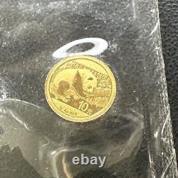 2016 China 1 Gram 999 Fine Gold Panda 10 Yuan Coin Gem Brilliant UNC MINT SEALED