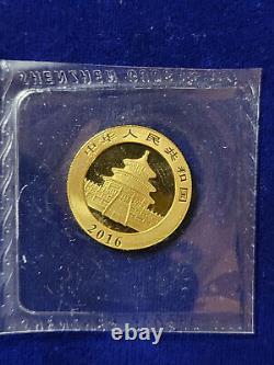 2016 China Gold Panda 8 g grams 100 Yuan Coin. 999 Fine Gold Sealed in Pouch