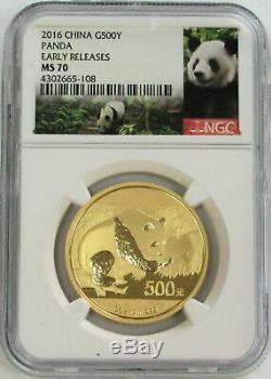 2016 Gold China 500 Yuan 30 Gram Panda Ngc Mint State 70 Early Releases