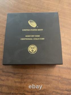 2016 Mercury Dime Centennial Gold Coin 1/10 oz. 99.99% Fine Gold (3.110 Grams) W 2016 Mercury Dime Centennial Gold Coin 1/10 oz. 99.99% Fine Gold (3.110 Grams) W
