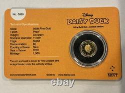 2016 Niue Disney (Mickey Mouse) Daisy Duck. 5 Gram 9999 Proof Gold Coin Ltd 1500