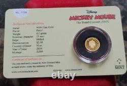 2016 Niue Disney Mickey Mouse The Band Concert 1/2 Gram 999.9 GOLD Coin COA