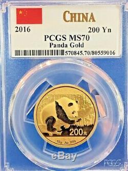 2016 Panda. 999 Gold 15 Gram 200 Yn PCGS MS70