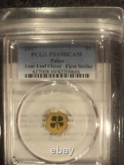 2017 $1 Palau 1 Gram Gold Proof Four Leaf Clover PCGS PR 69 DCAM