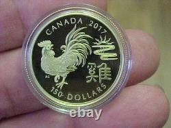 2017 $150 Canada 18k Gold Rooster Proof Gold Coin 11.8 Grams. 2856 Agw Mtg 2500