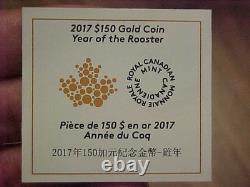 2017 $150 Canada 18k Gold Rooster Proof Gold Coin 11.8 Grams. 2856 Agw Mtg 2500
