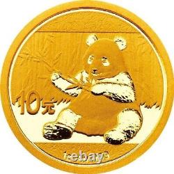 2017 China 1 Gram 999 Fine Gold Panda 10 Yuan Coin Brilliant Uncirculated Sealed