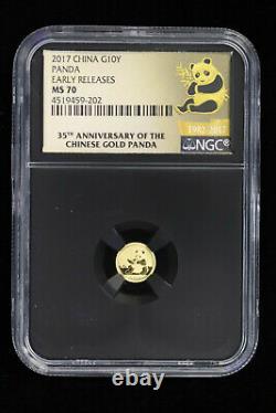 2017 China 1 Gram Gold Panda G10Y NGC MS 70 Early Releases