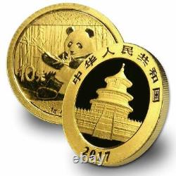 2017 China 10 Yuan One Gram 1g Chinese Gold Panda Coin Mint Sealed