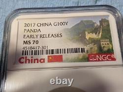 2017 China 100 Yuan Gold Panda Coin NGC MS70 EARLY RELEASE 8 GRAMS OVER 1/4 Oz