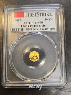 2017 China G10Y Panda 35th Anniversary Gold Coin First Strike MS69 1 Gram Gold