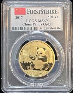 2017 China PANDA 30 gram Gold Coin PCGS MS69 500 Yuan FIRST STRIKE Designation
