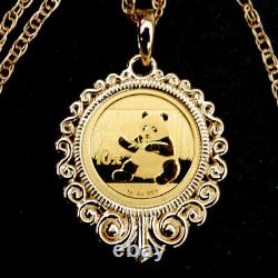 2017 Chinese 10 Yuan Panda 1 Gram. 999 Fine Gold Coin 14K Yellow Gold Necklace