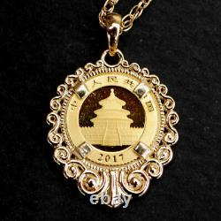 2017 Chinese 10 Yuan Panda 1 Gram. 999 Fine Gold Coin 14K Yellow Gold Necklace