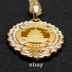 2017 Chinese 10 Yuan Panda 1 Gram. 999 Fine Gold Coin 14K Yellow Gold Necklace