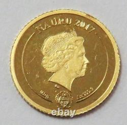 2017 GOLD NAURU JOHN F KENNEDY HALF DOLLAR 1/2 GRAM 9999 FINE 0.5g PROOF COIN