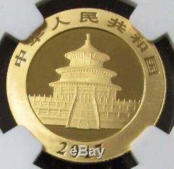 2017 Gold China 100 Yuan 8 Gram Panda Ngc Mint State 70 First Day Of Issue Fdoi