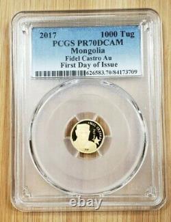 2017 Mongolia 1000 Tug Fidel Castro 1/2 Gram Gold Proof Coin PCGS PR70DCAM FDOI