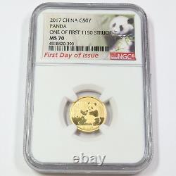 2017 NGC MS70 3 Gram Gold Panda 50 Yuan China Coin #43728A