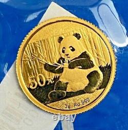 2017 Panda 3 Gram. 999 Gold 50 Yuan BU Sealed NO Spots