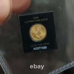 2018 1g Gold Maple Leaf. 9999 In Assay BU Queen ElizabethII Coin, Royal C Mint