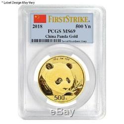 2018 30 gram Chinese Gold Panda 500 Yuan PCGS MS 69 First Strike