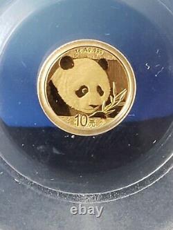 2018 CHINA PANDA 10 Yuan Yn 1 Gram Fine Gold PCGS MS70 First Strike Red Label