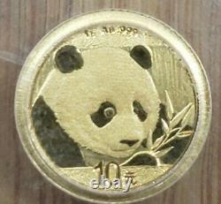 2018 China 10 Yuan Gold Panda 1 Gram Coin PCGS MS70 First Strike Flag Label